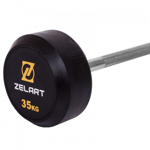 Штанга фіксована пряма гумова Zelart Rubber Coated Barbell TA-2685-35 довжина-95см 35кг