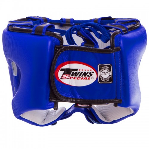 Шлем боксерский открытый кожаный TWINS HGL8-2T M-XL синий-черный