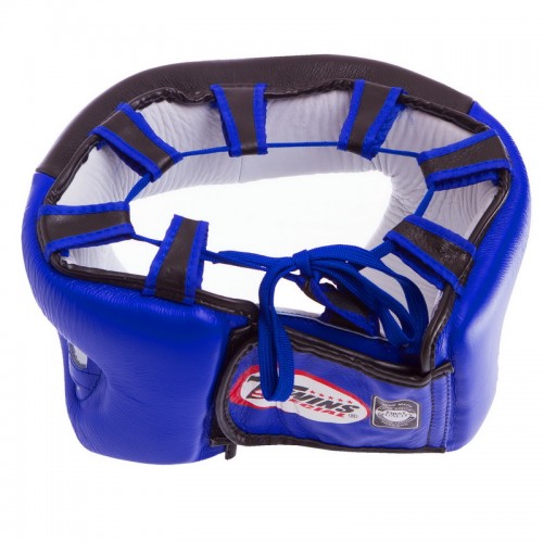 Шлем боксерский открытый кожаный TWINS HGL8-2T M-XL синий-черный