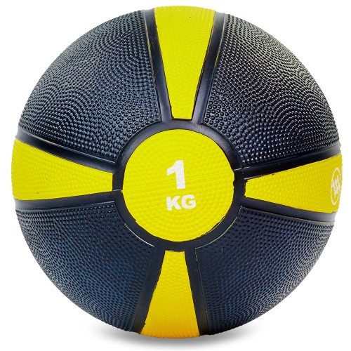 М'яч медичний медбол Zelart Medicine Ball FI-5122-1 1 кг чорний-жовтий