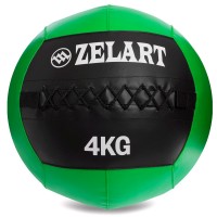 М'яч набивний для крофіту волбол WALL BALL Zelart FI-5168-4 4кг чорний-зелений