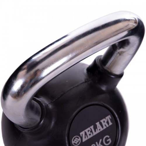 Гиря гумова з хромованою ручкою Zelart ТА-5162-16 вага 16кг чорний