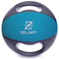 М'яч медичний медбол із двома ручками Zelart FI-2619-10 10кг сірий-синій