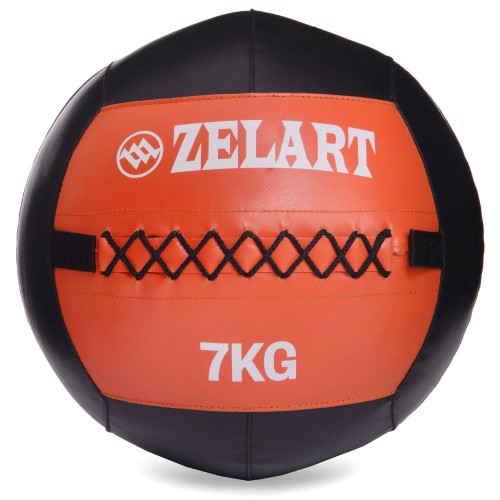 М'яч набивний для крофіту волбол WALL BALL Zelart FI-5168-7 7кг чорний-оранжевий