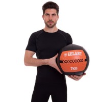 М'яч набивний для крофіту волбол WALL BALL Zelart FI-5168-7 7кг чорний-оранжевий