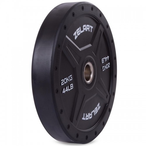 Блины (диски) бамперные для кроссфита Zelart Bumper Plates TA-2258-20 51мм 20кг черный