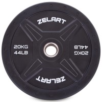 Млинці (диски) бамперні для кросфіту Zelart Bumper Plates TA-2258-20 51мм 20кг чорний