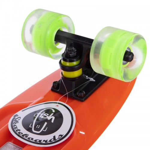 Скейтборд Пенні Penny LED WHEELS FISH SP-Sport SK-405-3 помаранчевий-чорний-зелений