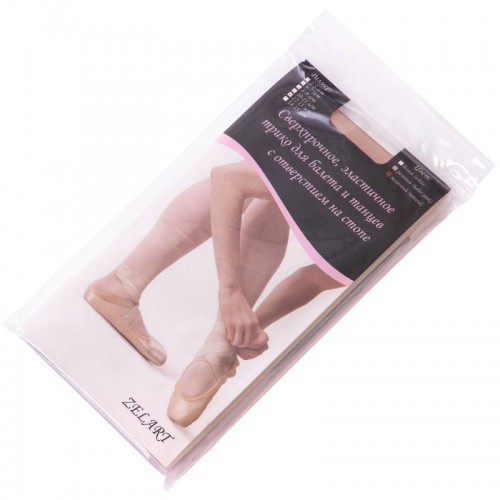 Колготки для танців та хореографії з отвором на стопі Zelart Ballet peach CO-3587P зріст 110-165см тілесний-персиковий