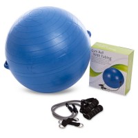 М'яч для фітнесу фітбол з еспандером PRO-SUPRA FI-075T-65 65см кольору в асортиметі