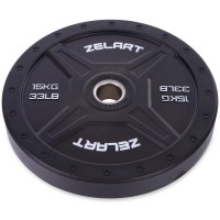 Блины (диски) бамперные для кроссфита Zelart Bumper Plates TA-2258-15 51мм 15кг черный
