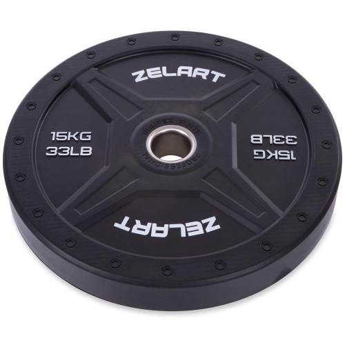 Млинці (диски) бамперні для кросфіту Zelart Bumper Plates TA-2258-15 51мм 15кг чорний