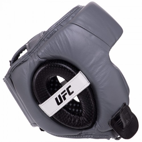 Шлем боксерский в мексиканском стиле кожаный UFC PRO Training UHK-69960 L серебряный-черный
