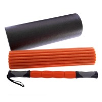 Роллер для йоги та пілатесу (мфр рол) масажний Zelart 3 в 1 FI-0271 45см чорний-оранжевий