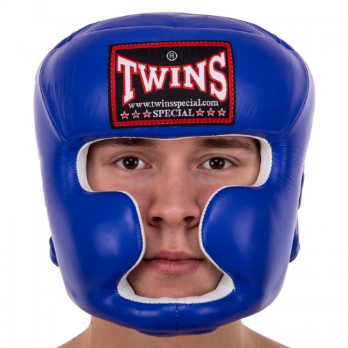 Шлем боксерский с полной защитой кожаный TWINS HGL6 S-XL цвета в ассортименте