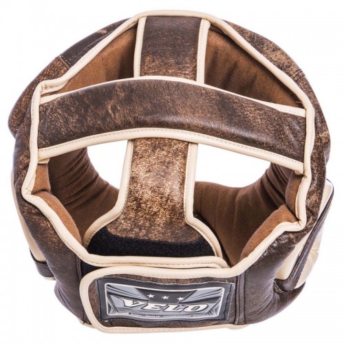 Шлем боксерский с полной защитой кожаный VELO VL-2217 М-XL коричневый