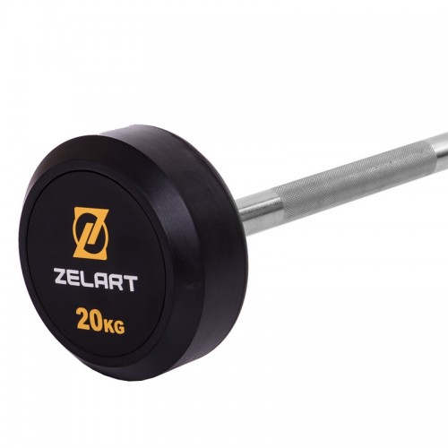Штанга фіксована пряма гумова Zelart Rubber Coated Barbell TA-2685-20 довжина-95см 20кг