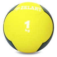 М'яч медичний медбол Zelart Medicine Ball FI-5121-1 1кг жовто-чорний