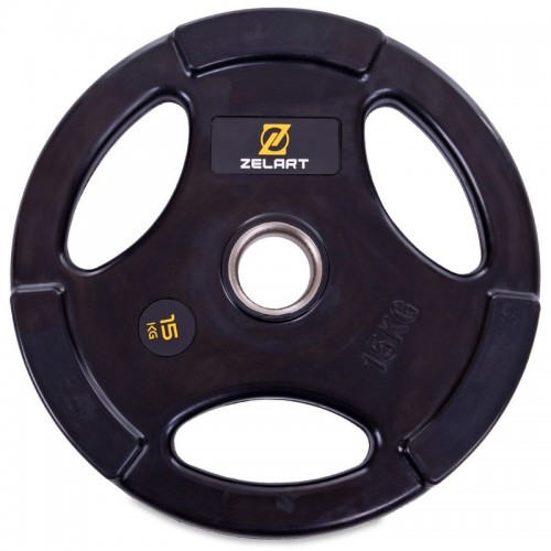 Блины (диски) обрезиненные Zelart TA-2673-15 51мм 15кг черный