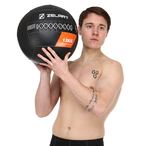 М'яч волбол для кросфіту та фітнесу Zelart WALL BALL TA-7822-13 вага-13кг чорний