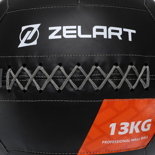 Мяч волбол для кроссфита и фитнеса Zelart WALL BALL TA-7822-13 вес-13кг черный