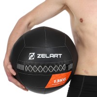 М'яч волбол для кросфіту та фітнесу Zelart WALL BALL TA-7822-13 вага-13кг чорний
