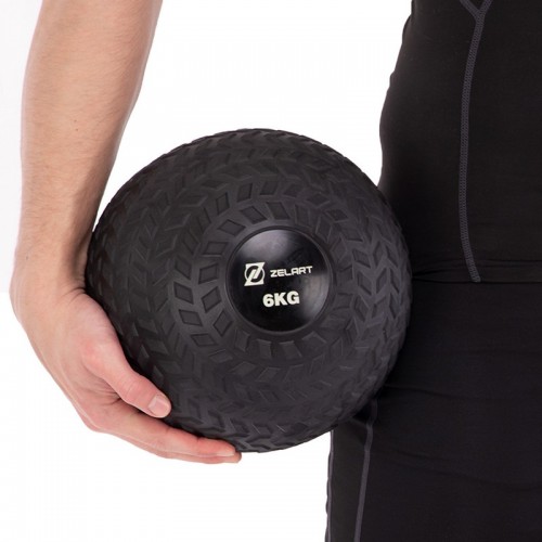 Мяч набивной слэмбол для кроссфита рифленый Record SLAM BALL FI-7474-6 6кг черный
