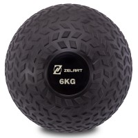 М'яч набивний слембол для кросфіту рифлений Record SLAM BALL FI-7474-6 6кг чорний