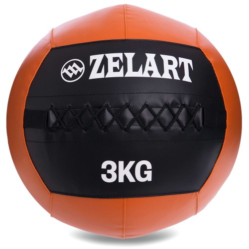 М'яч набивний для крофіту волбол WALL BALL Zelart FI-5168-3 3кг чорний-оранжевий