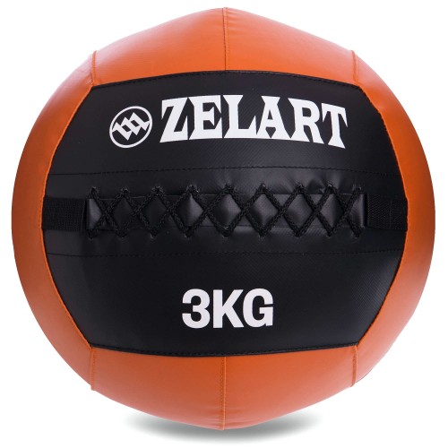 Мяч набивной для кросфита волбол WALL BALL Zelart FI-5168-3 3кг черный-оранжевый