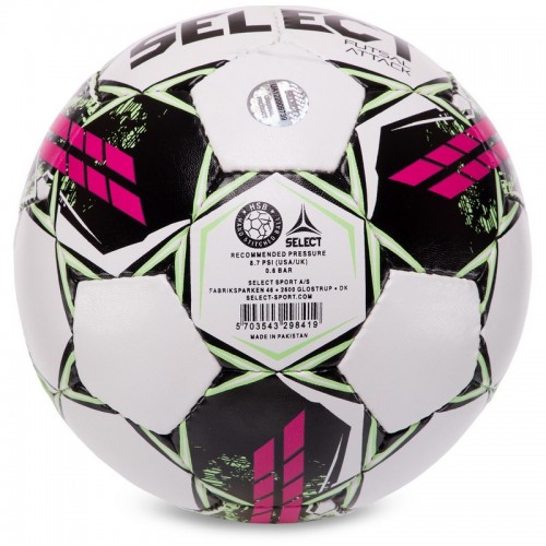 М'яч для футзалу SELECT FUTSAL ATTACK V22 №4 білий-рожевий