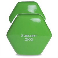 Гантель для фітнесу з вініловим покриттям Zelart TA-2777-2 1шт 2кг кольору в асортименті