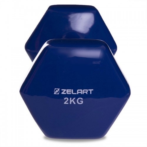 Гантель для фітнесу з вініловим покриттям Zelart TA-2777-2 1шт 2кг кольору в асортименті