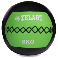 Мяч набивной для кросфита волбол WALL BALL Zelart FI-5168-8 8кг черный-зеленый