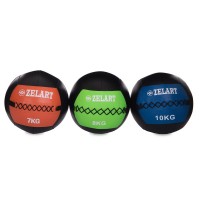 Мяч набивной для кросфита волбол WALL BALL Zelart FI-5168-8 8кг черный-зеленый