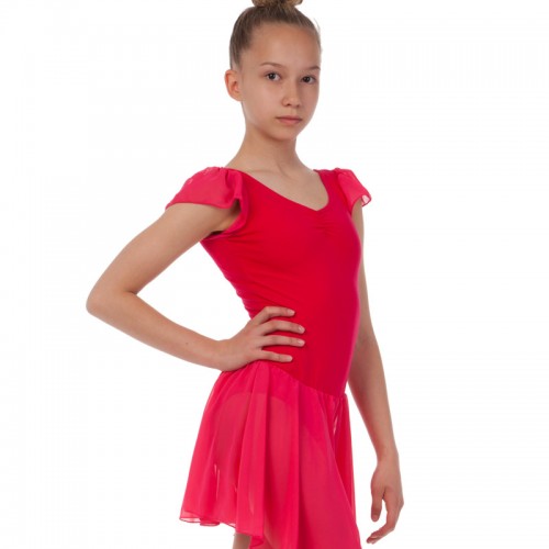 Платье для танцев (бейсик) с коротким рукавом фонарик Lingo CHD01 размер-M-XL цвета в ассортименте