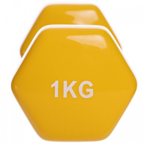 Гантель для фитнеса с виниловым покрытием Zelart TA-2825-1 1шт 1кг желтый