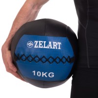 М'яч набивний для крофіту волбол WALL BALL Zelart FI-5168-10 10кг чорний-синій