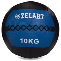 М'яч набивний для крофіту волбол WALL BALL Zelart FI-5168-10 10кг чорний-синій
