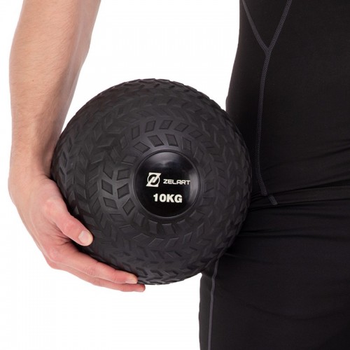 М'яч набивний слембол для кросфіту рифлений Record SLAM BALL FI-7474-10 10кг чорний