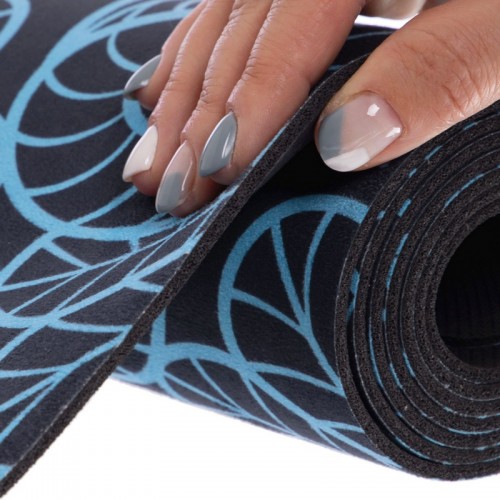 Замшевий Килимок для йоги Record FI-5662-17 розмір 183x61x0,3см синій-чорний, з принтом Схід