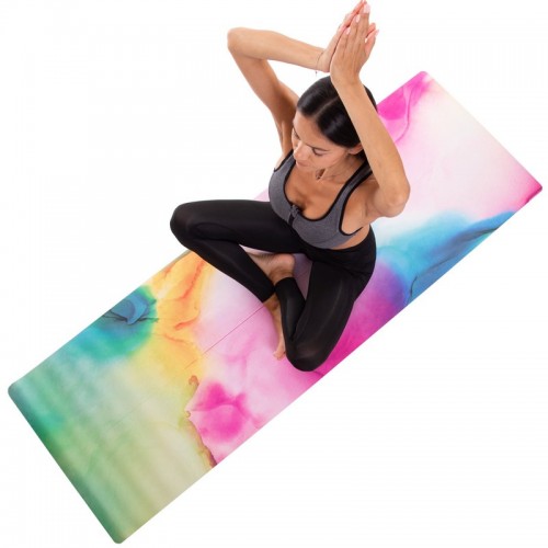 Килимок для йоги Замшевий Record FI-3391-4 розмір 183x61x0,3см райдужний кольоровий