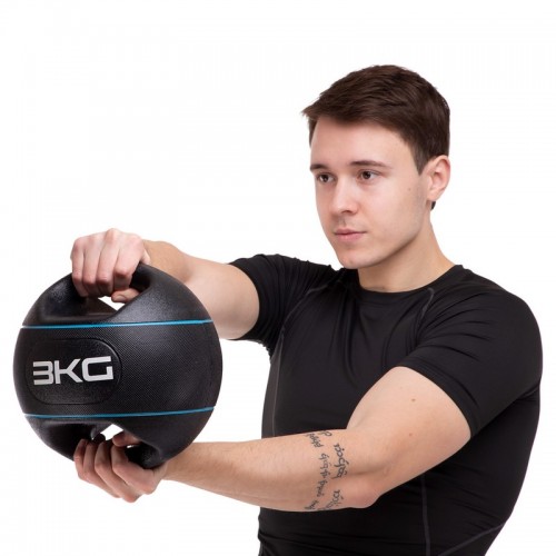 М'яч медичний медбол із двома ручками Zelart TA-7827-3 вага-3кг d-25см кольору в асортименті