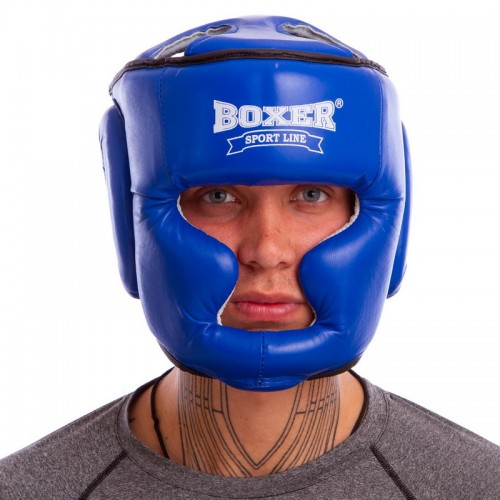 Шолом боксерський з повним захистом шкіряний BOXER Еліт 2033-1 М-L кольору в асортименті