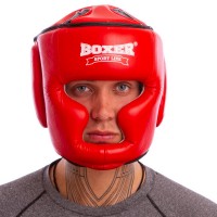 Шлем боксерский с полной защитой кожаный BOXER Элит 2033-1 М-L цвета в ассортименте