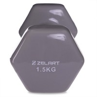 Гантель для фітнесу з вініловим покриттям Zelart TA-2777-1,5 1шт 1,5кг кольору в асортименті