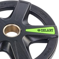 Блины (диски) полиуретановые Zelart TA-5335-10 51мм 10кг черный