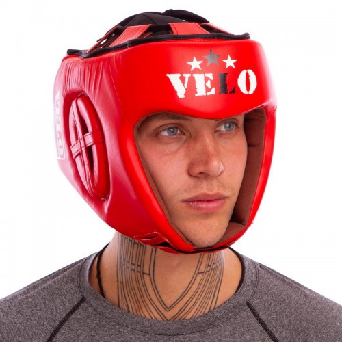 Шлем боксерский профессиональный кожаный AIBA VELO 3080 S-XL красный
