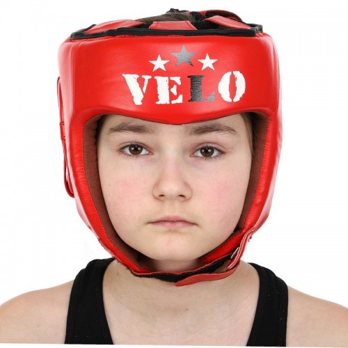 Шолом боксерський професійний шкіряний AIBA VELO 3080 S-XL червоний