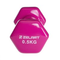 Гантель для фітнесу з вініловим покриттям Zelart TA-2777-0,5 ціна за 1шт 0,5кг кольору в асортименті